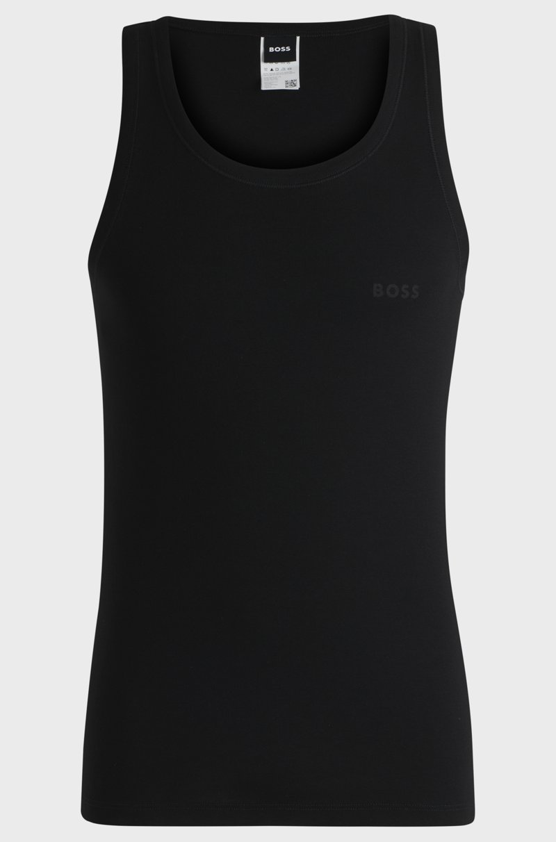 Hugo Boss Camiseta Interior De Tirantes En Canalé De Algodón Con Logo Estampado