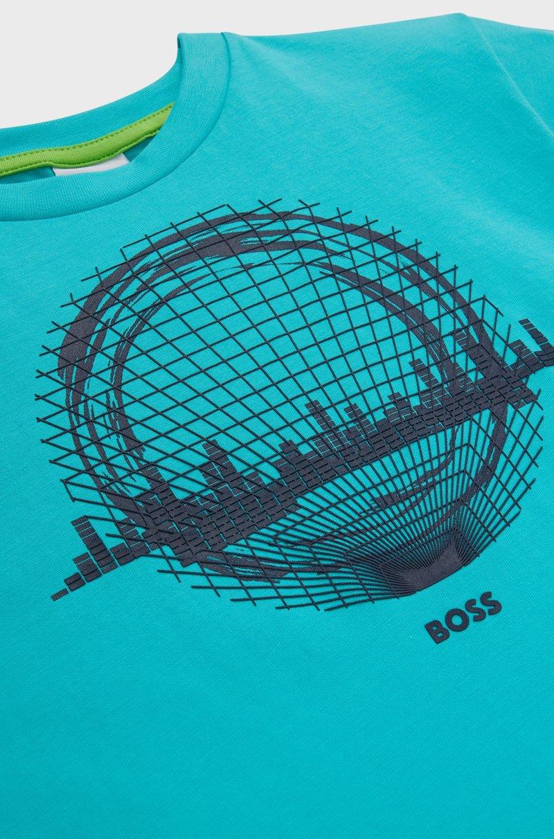 Hugo Boss Camiseta Loose Fit Para Niños En Algodón Con Estampado De Temporada