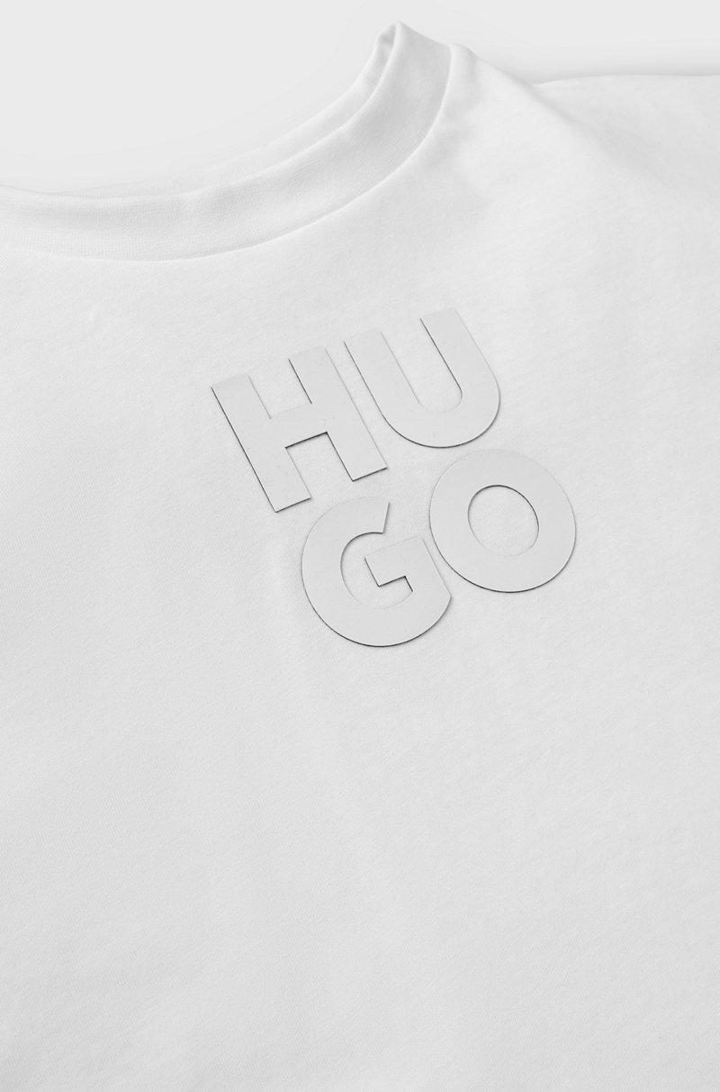 Hugo Boss Camiseta Loose Fit Para Niños En Algodón Con Logo Apilado