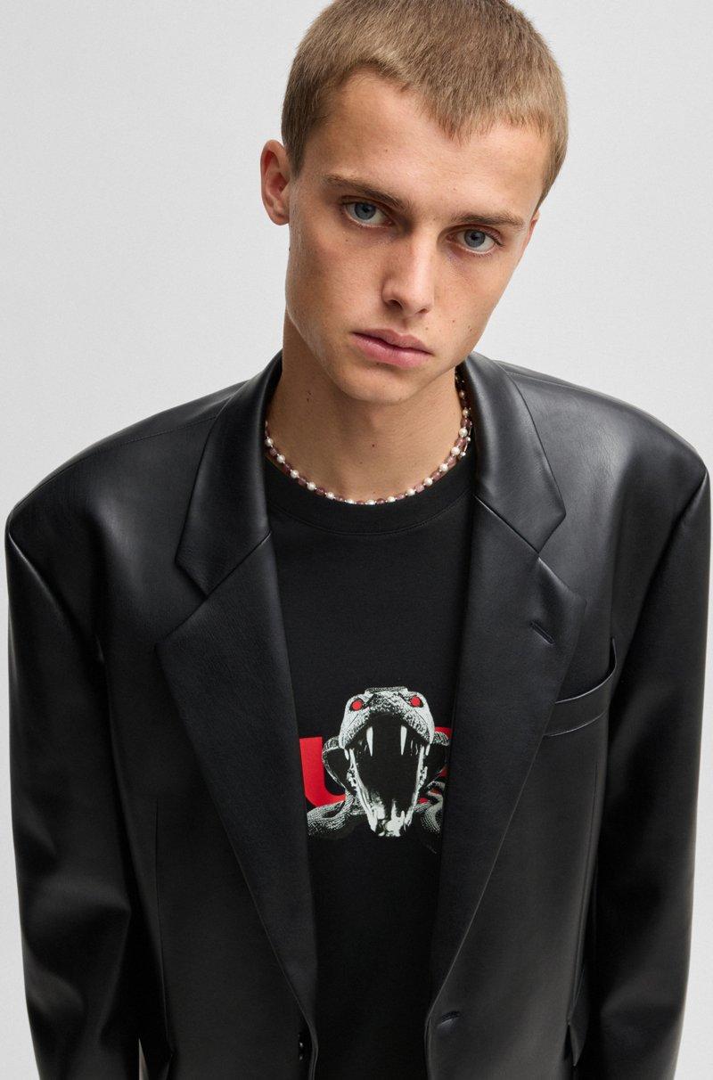 Hugo Boss Camiseta Oversize Fit De Algodón Con Gráfico De Animal