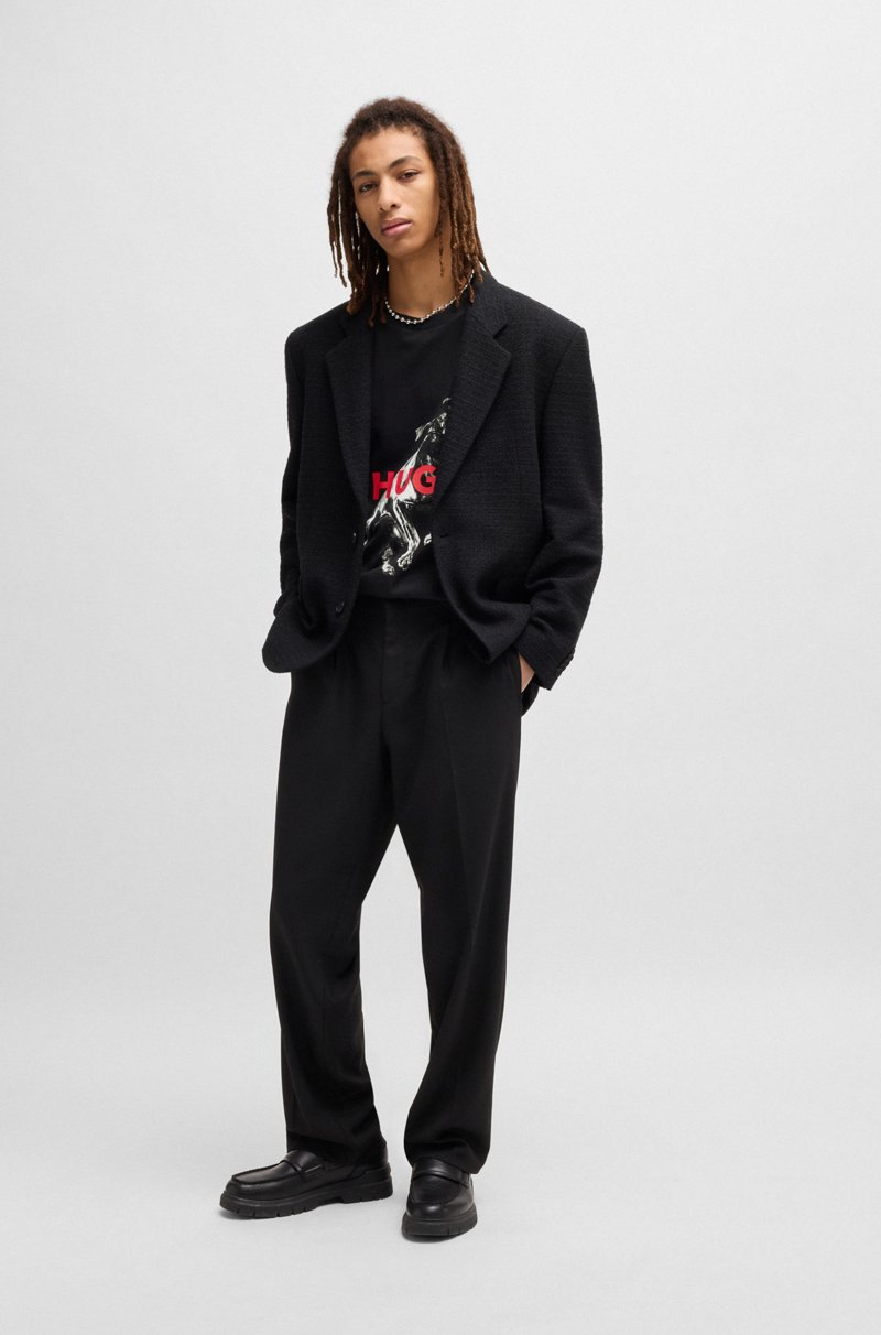 Hugo Boss Camiseta Oversize Fit De Algodón Con Gráfico De Animal