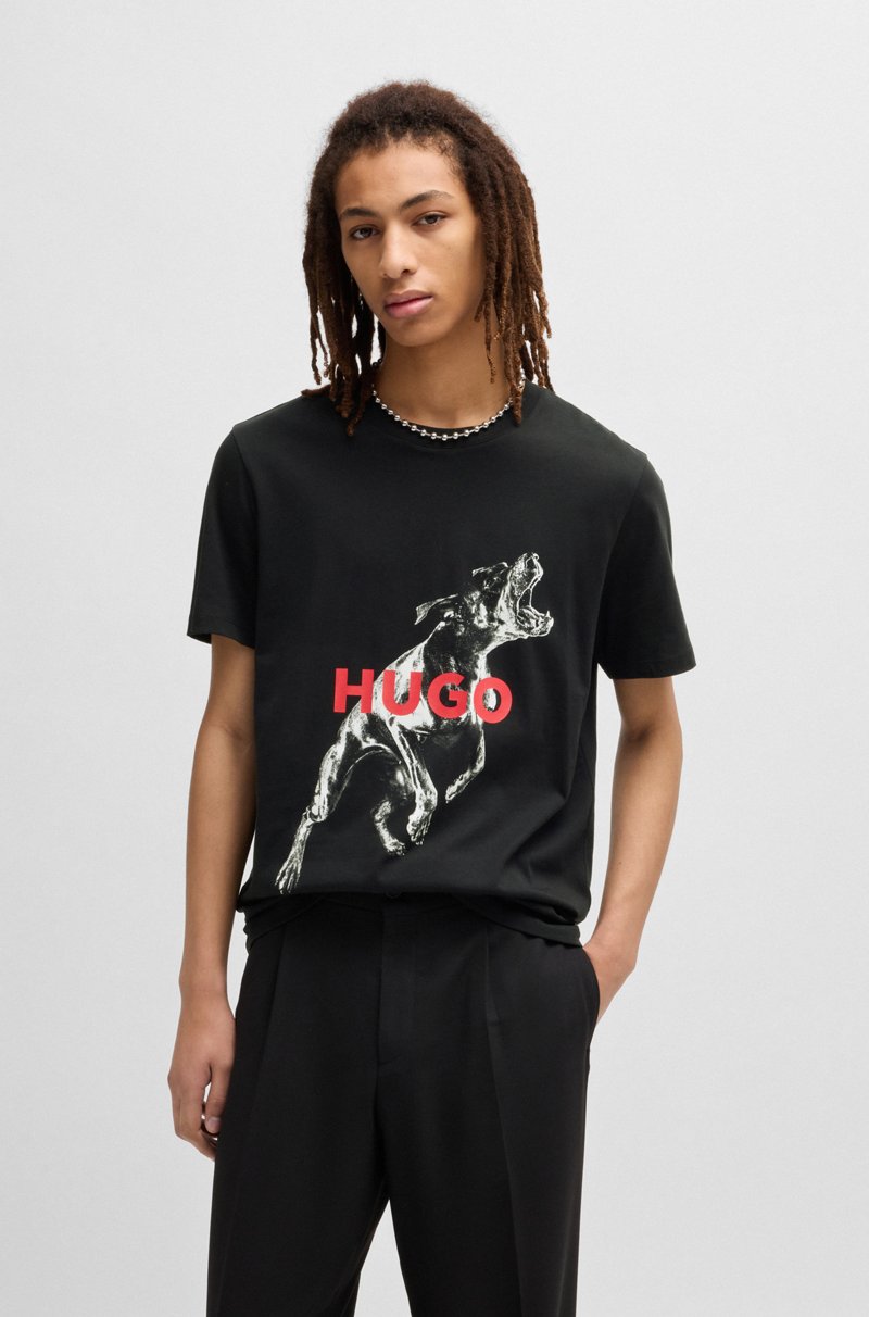 Hugo Boss Camiseta oversize fit de algodón con gráfico de animal