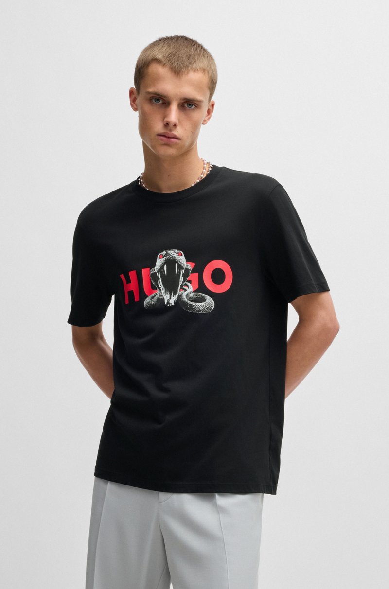 Hugo Boss Camiseta oversize fit de algodón con gráfico de animal