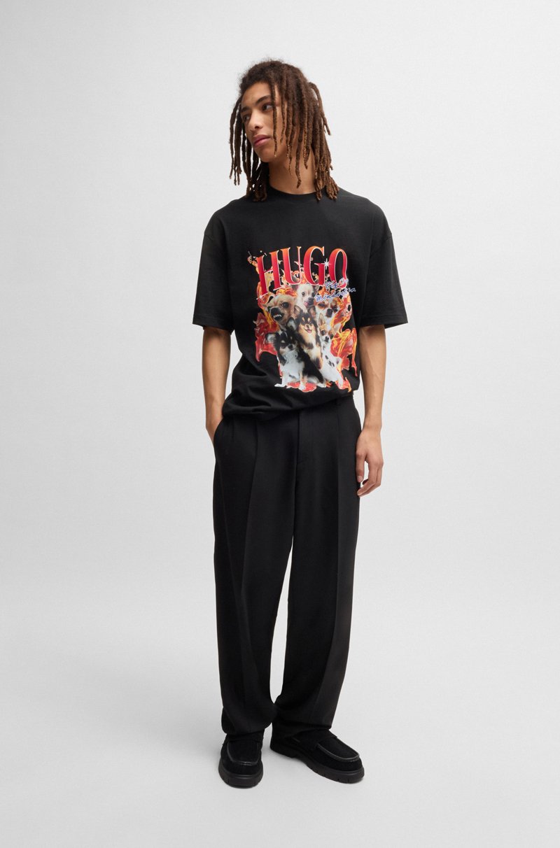 Hugo Boss Camiseta Oversize Fit De Algodón Con Gráficos De Perros