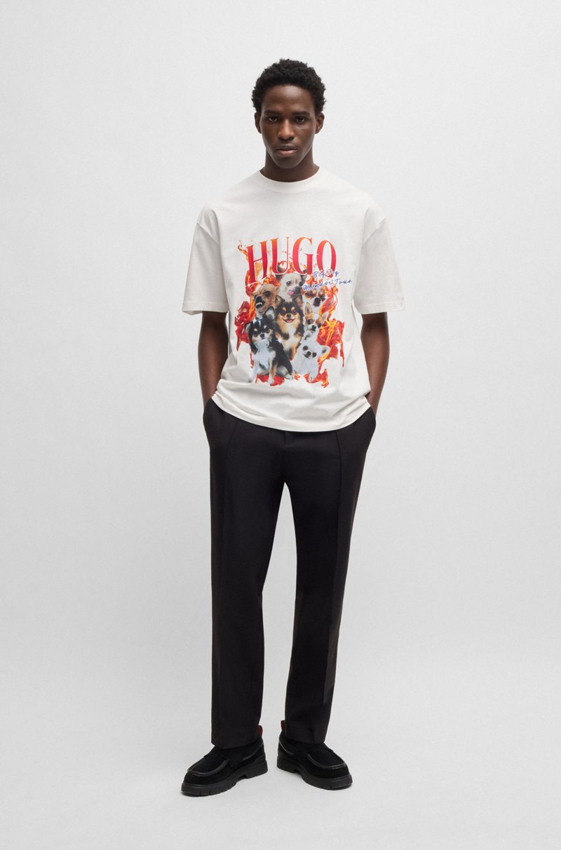Hugo Boss Camiseta Oversize Fit De Algodón Con Gráficos De Perros