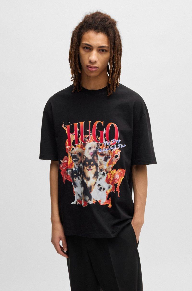 Hugo Boss Camiseta oversize fit de algodón con gráficos de perros