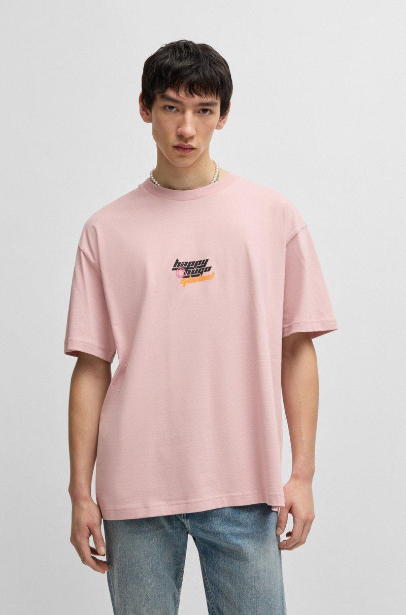 Hugo Boss Camiseta oversize fit de algodón con logo Happy HUGO