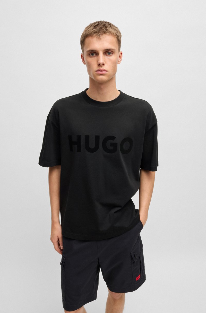Hugo Boss Camiseta oversize fit de algodón con logo reflectante decorativo