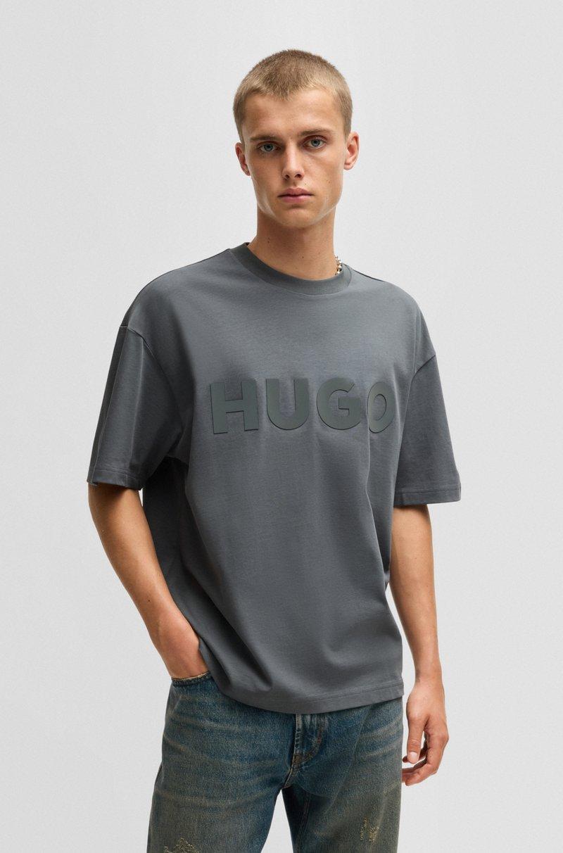 Hugo Boss Camiseta oversize fit de algodón con logo reflectante decorativo