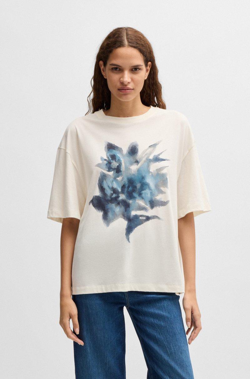 Hugo Boss Camiseta oversize fit de punto de algodón con ilustración de temporada
