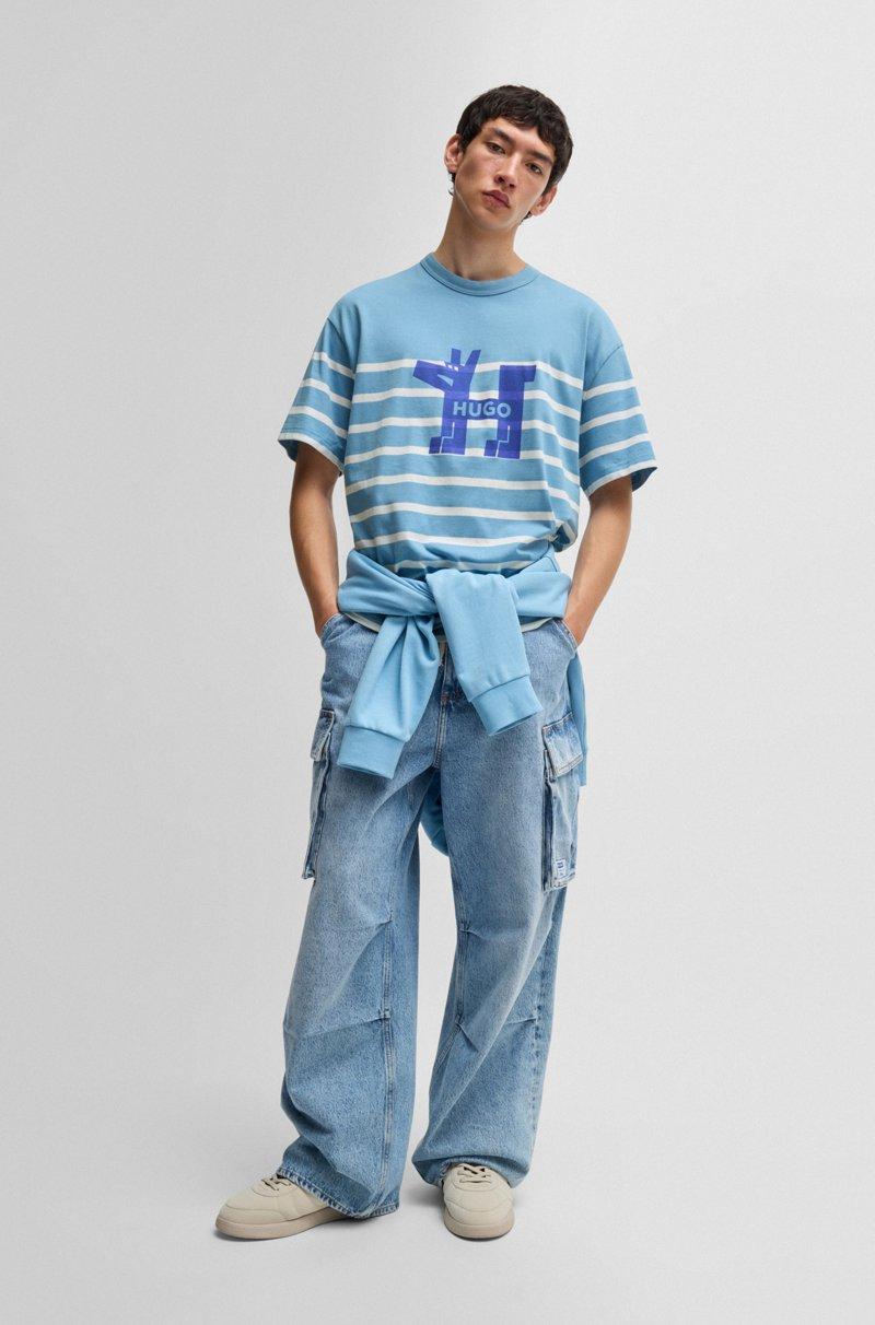 Hugo Boss Camiseta Oversized De Punto De Algodón Con Logo De Perro