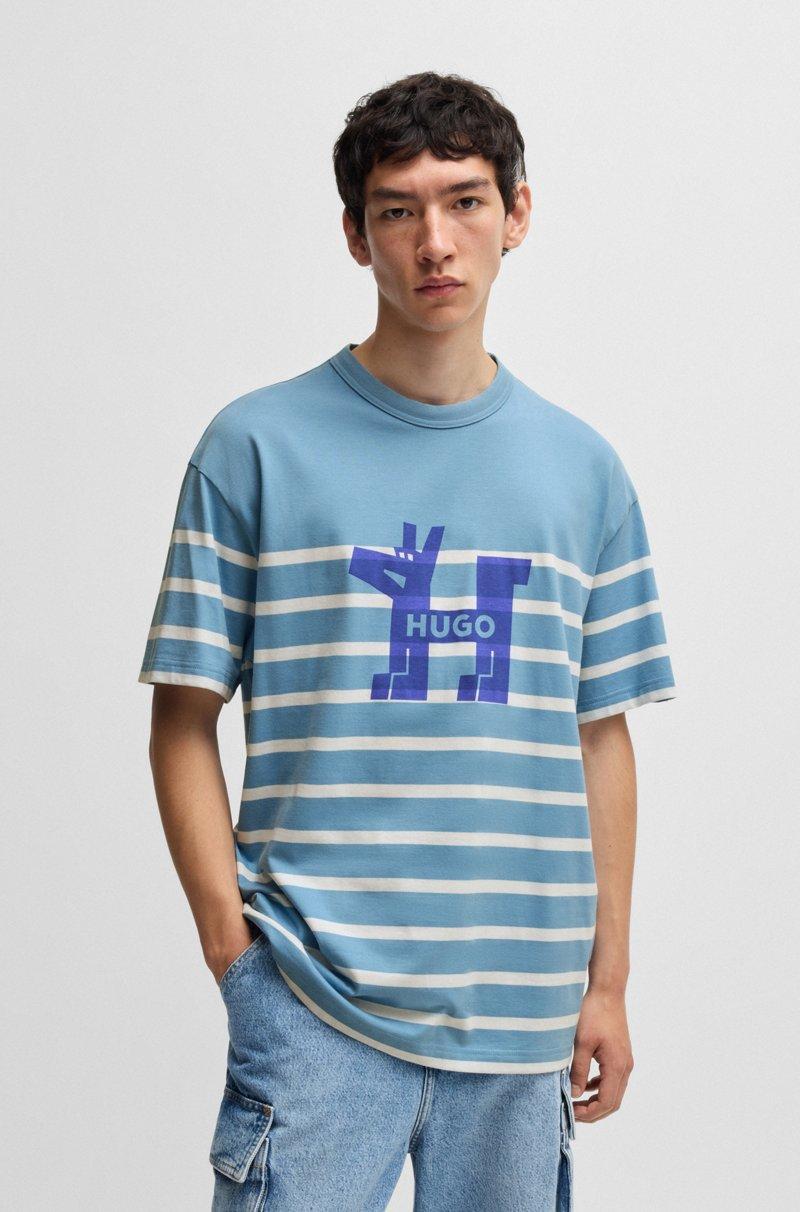 Hugo Boss Camiseta oversized de punto de algodón con logo de perro