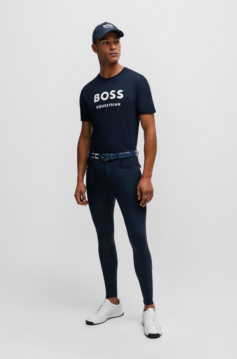 Hugo Boss Camiseta Para Equitación De Manga Corta En Algodón Elástico Con Logo