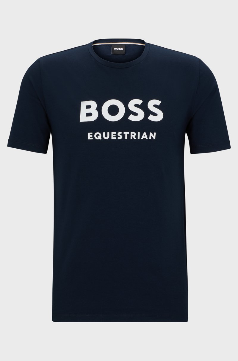 Hugo Boss Camiseta Para Equitación De Manga Corta En Algodón Elástico Con Logo