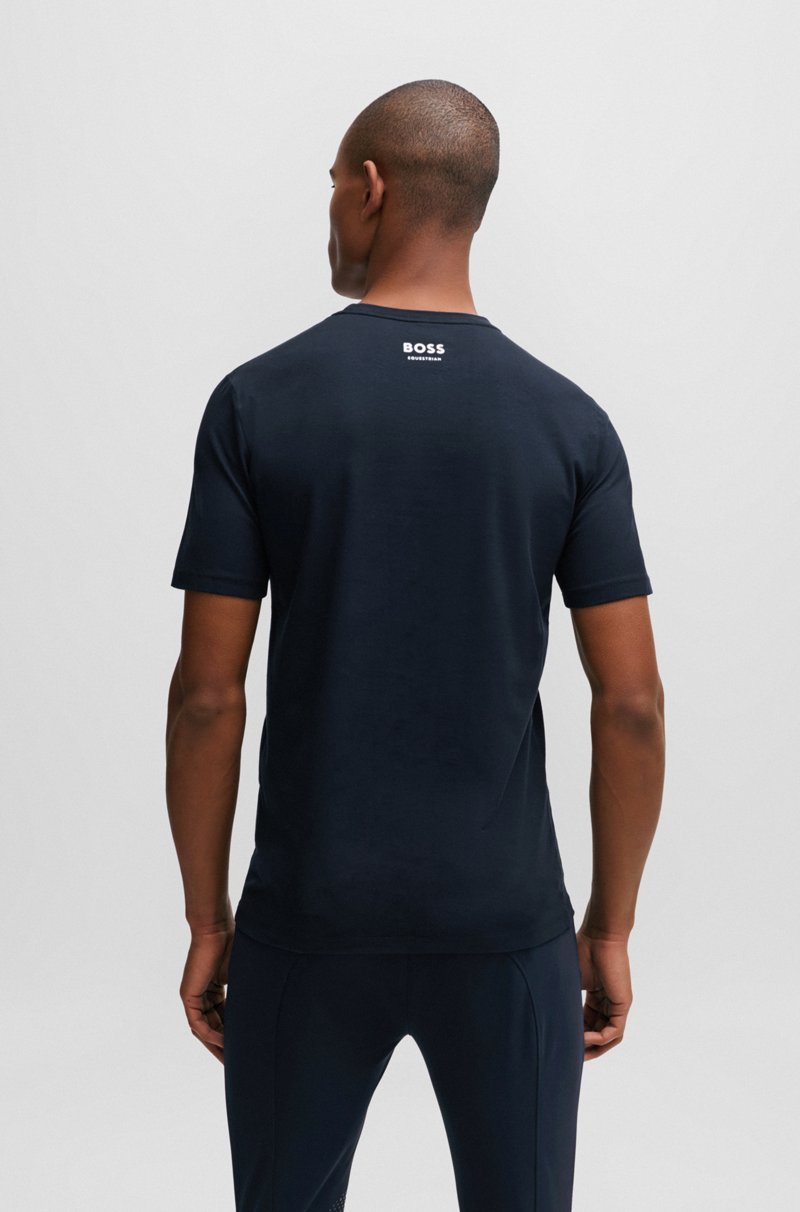 Hugo Boss Camiseta Para Equitación De Manga Corta En Algodón Elástico Con Logo