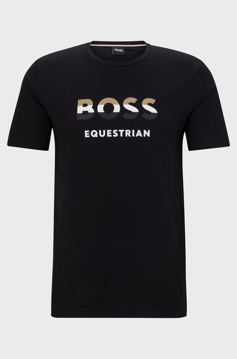 Hugo Boss Camiseta Para Equitación De Manga Corta En Algodón Elástico Con Logo