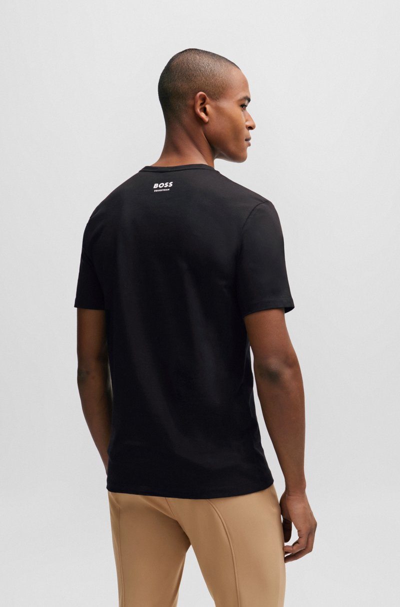 Hugo Boss Camiseta Para Equitación De Manga Corta En Algodón Elástico Con Logo
