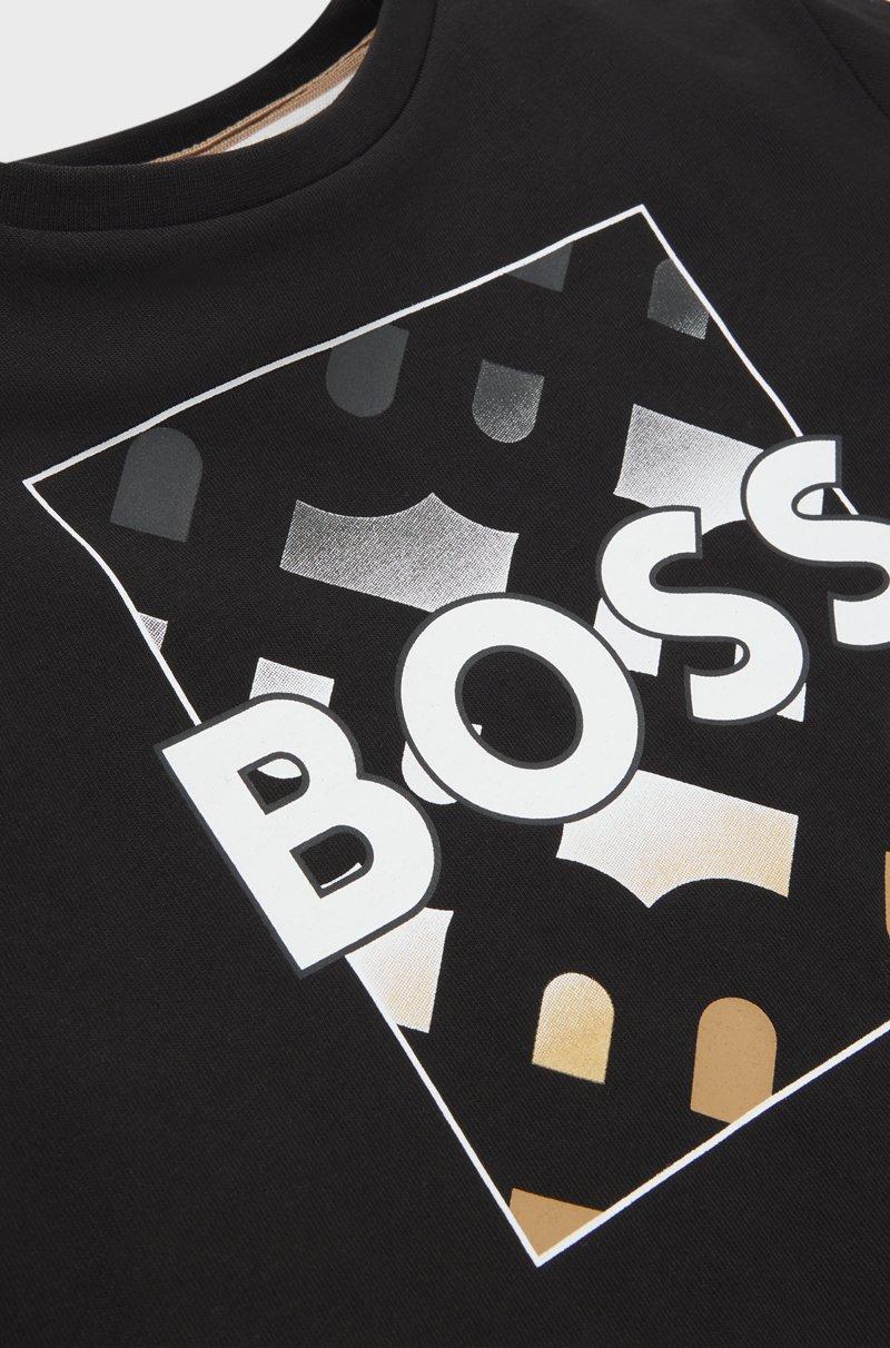 Hugo Boss Camiseta Para Niños En Algodón Con Estampado De Monogramas Y Logo