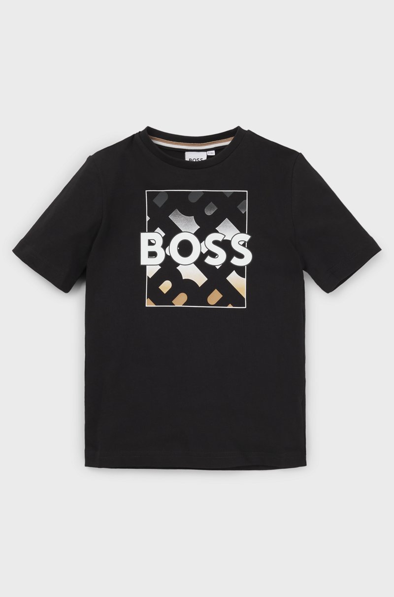 Hugo Boss Camiseta Para Niños En Algodón Con Estampado De Monogramas Y Logo