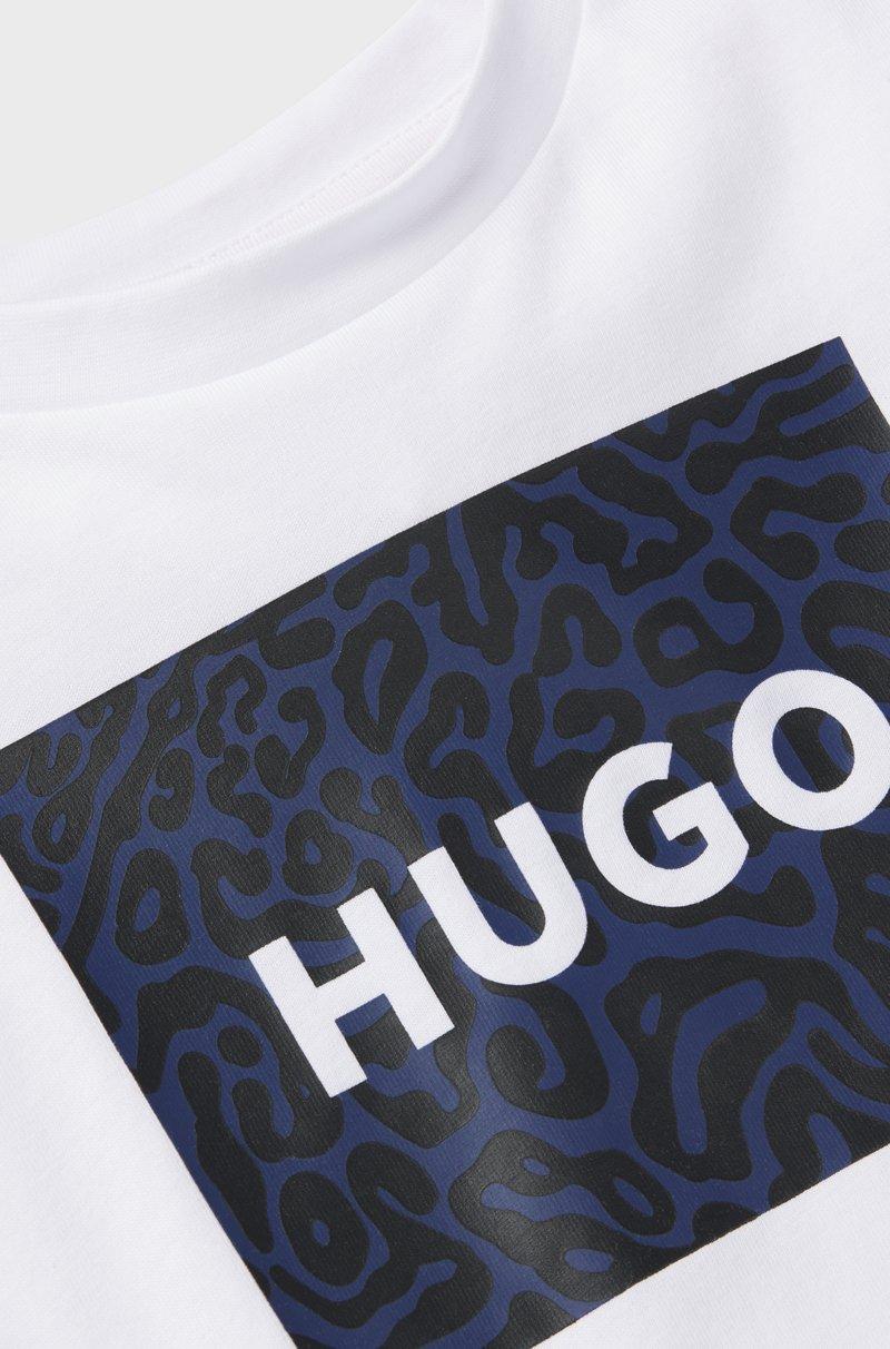 Hugo Boss Camiseta Para Niños En Algodón Con Logo Cuadrado En Estampado Animal