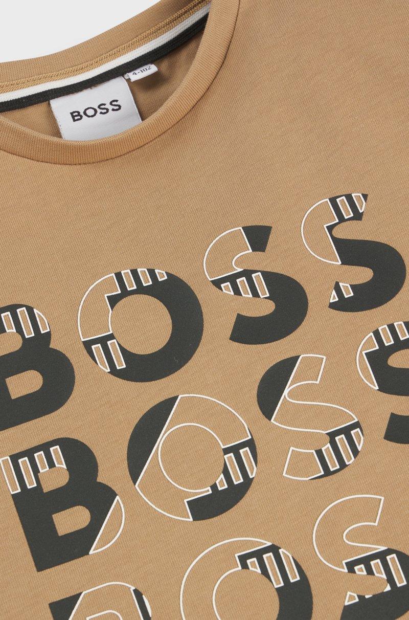 Hugo Boss Camiseta Para Niños En Algodón Con Triple Logo Estampado
