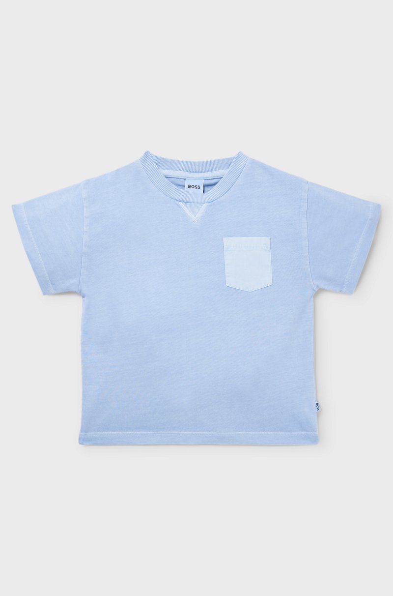 Hugo Boss Camiseta Para Niños En Algodón De Efecto Desteñido Con Logo Bordado