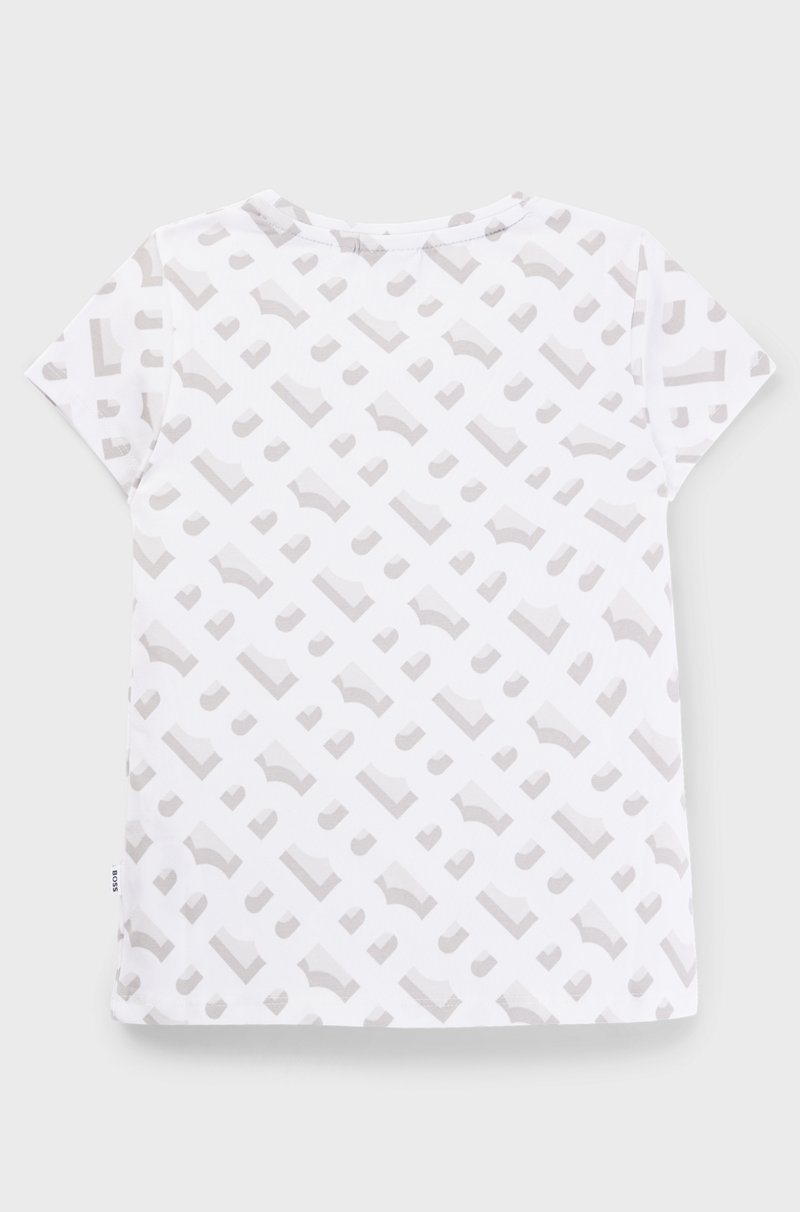 Hugo Boss Camiseta Para Niños En Algodón Elástico Con Estampado De Monogramas