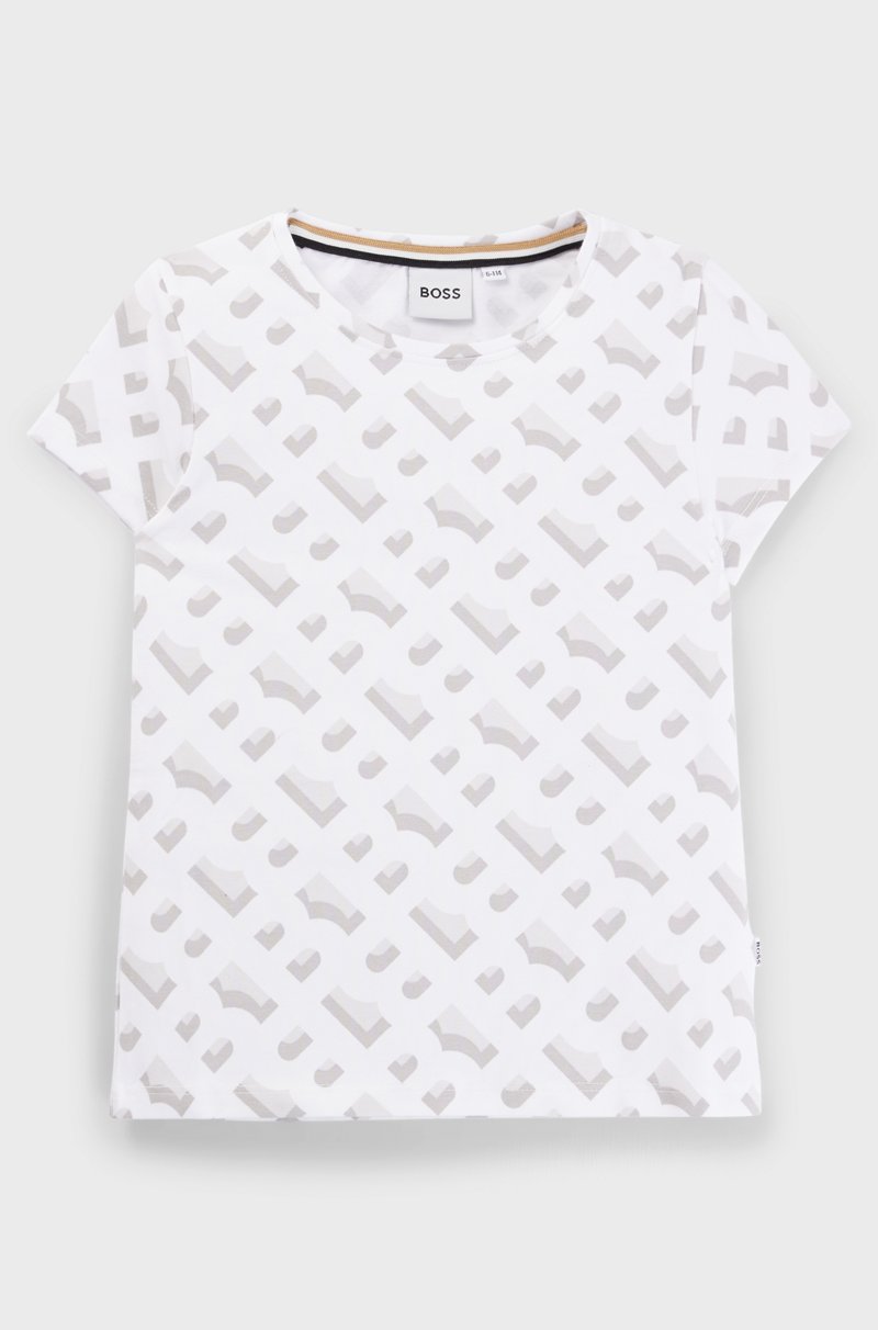 Hugo Boss Camiseta para niños en algodón elástico con estampado de monogramas