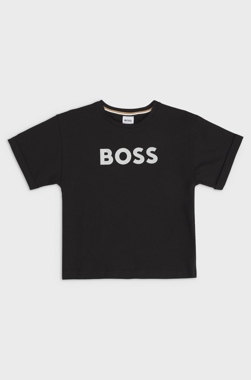 Hugo Boss Camiseta para niños en algodón elástico con logo de efecto metálico