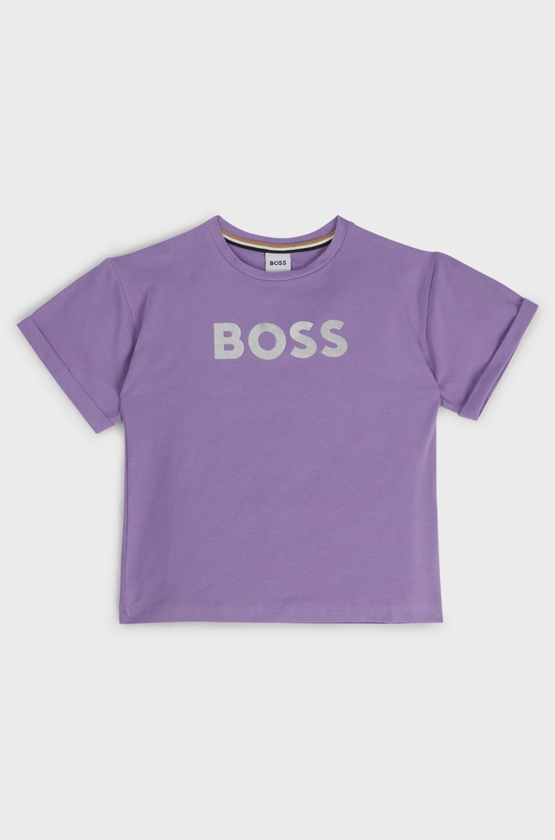 Hugo Boss Camiseta para niños en algodón elástico con logo de efecto metálico