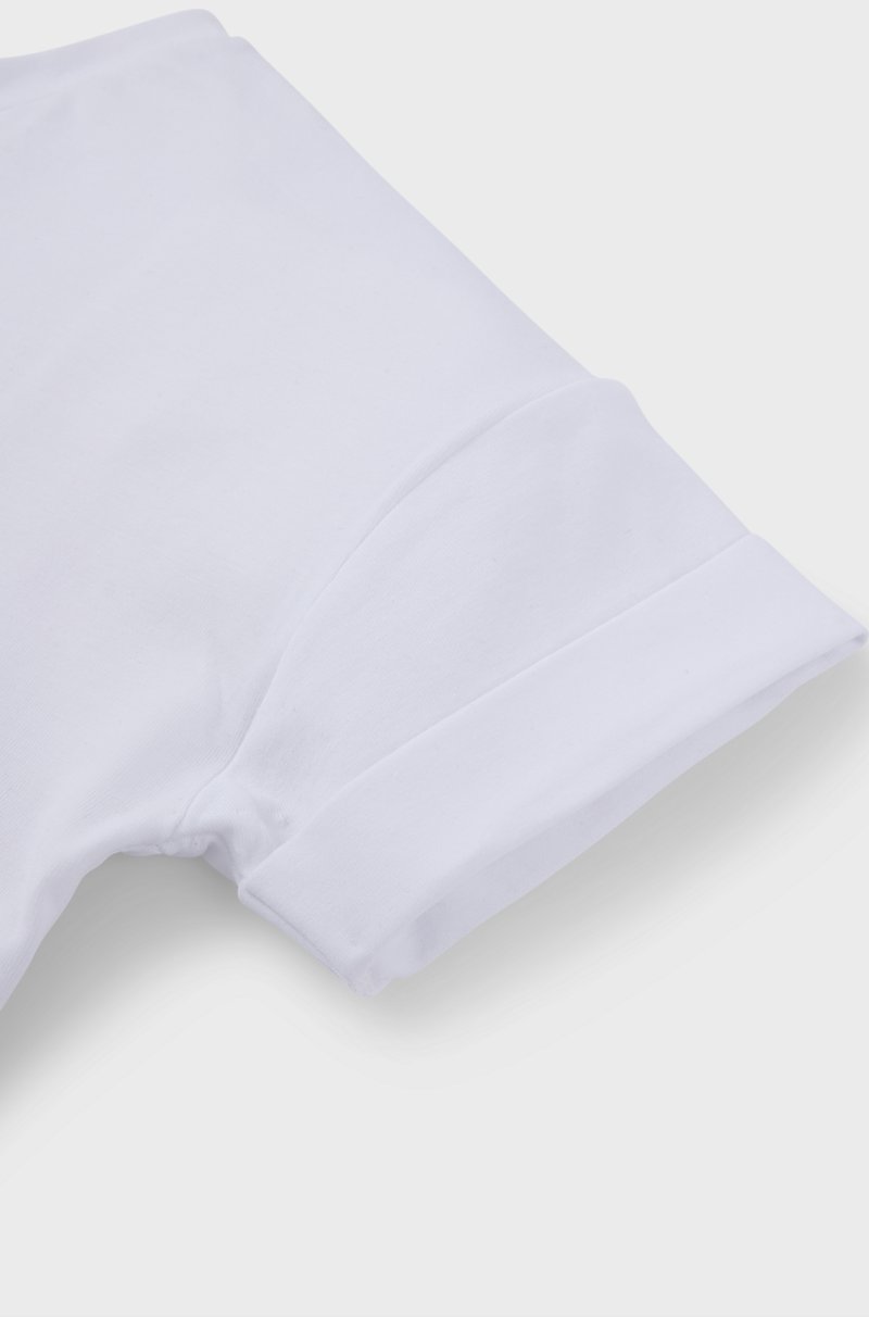 Hugo Boss Camiseta Para Niños En Algodón Elástico Con Logo Estampado Lustroso