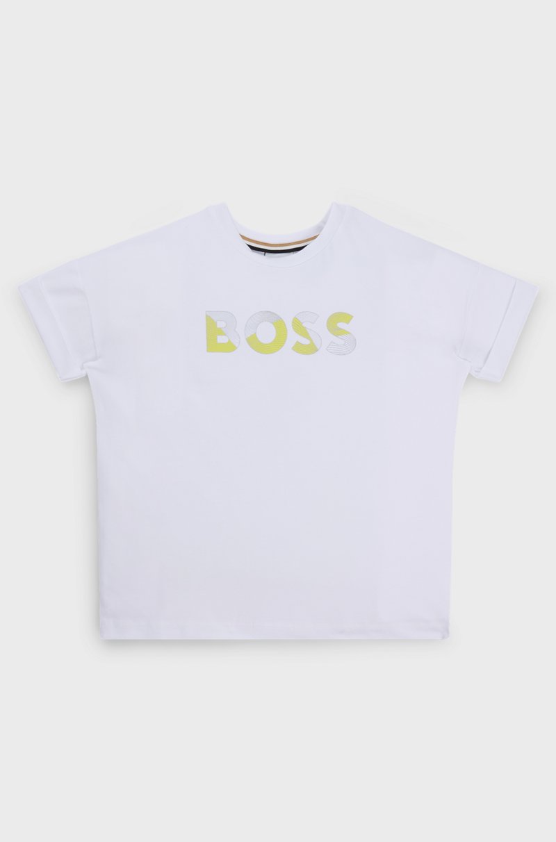 Hugo Boss Camiseta para niños en algodón elástico con logo estampado lustroso