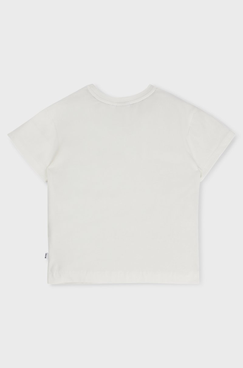 Hugo Boss Camiseta Para Niños En Algodón Elástico Con Monograma Double B