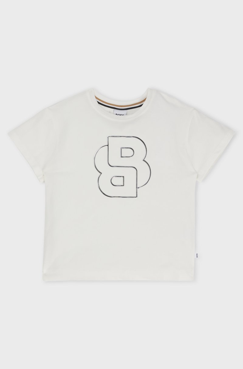 Hugo Boss Camiseta para niños en algodón elástico con monograma Double B