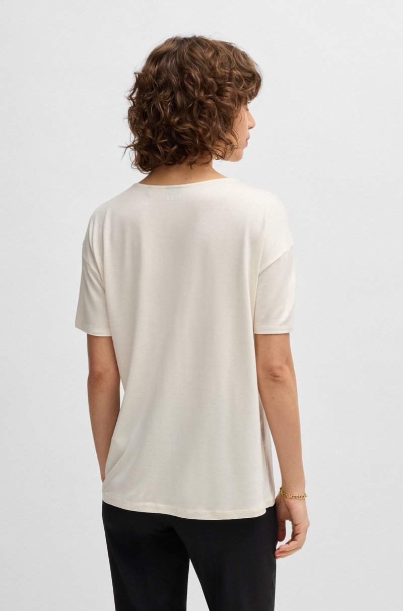 Hugo Boss Camiseta Regular Fit Con Parte Delantera De Seda Elástica