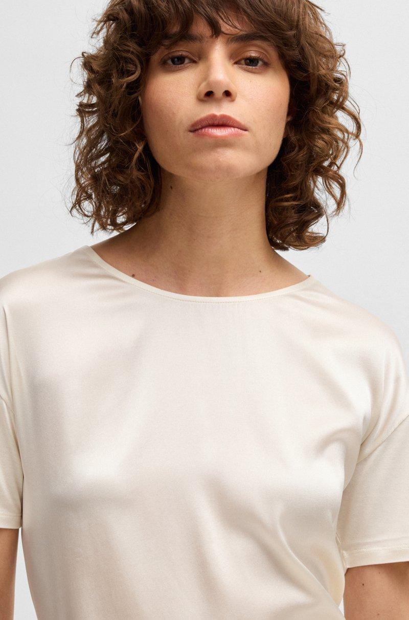 Hugo Boss Camiseta Regular Fit Con Parte Delantera De Seda Elástica