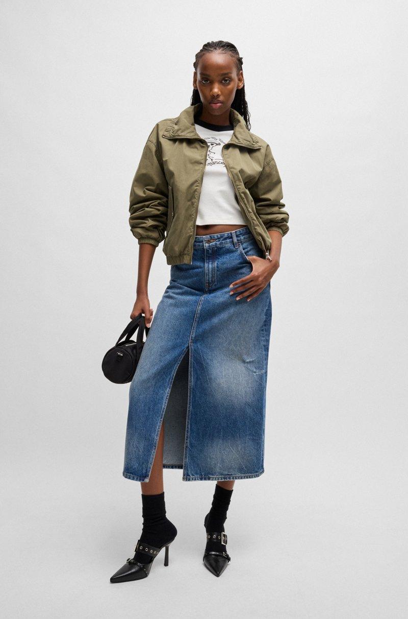 Hugo Boss Camiseta Regular Fit De Algodón Con Detalles En Contraste E Ilustración De Temporada