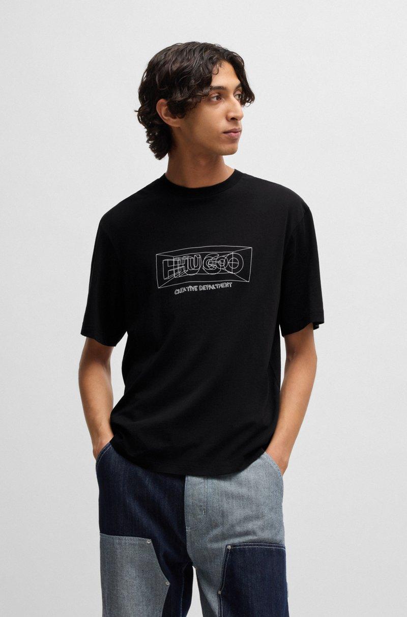 Hugo Boss Camiseta Regular Fit De Algodón Con Logos Gráficos