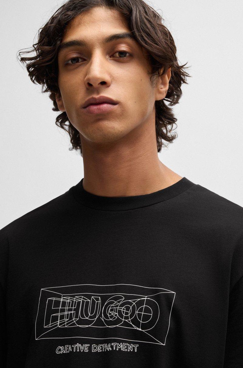 Hugo Boss Camiseta Regular Fit De Algodón Con Logos Gráficos