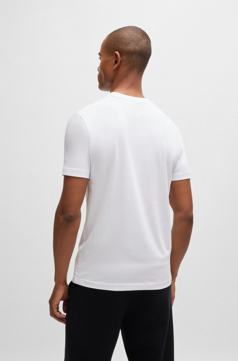Hugo Boss Camiseta Regular Fit De Algodón Elástico Con Logo En Contraste