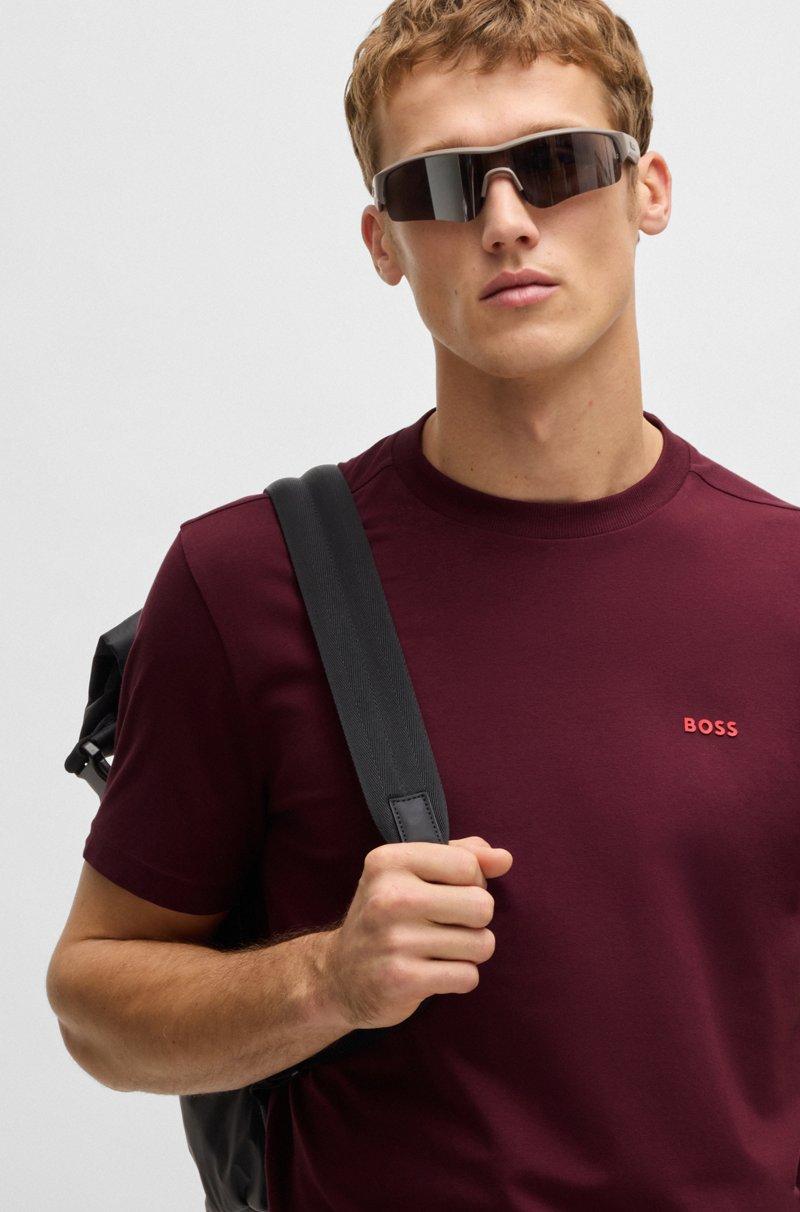 Hugo Boss Camiseta Regular Fit De Algodón Elástico Con Logo En Contraste