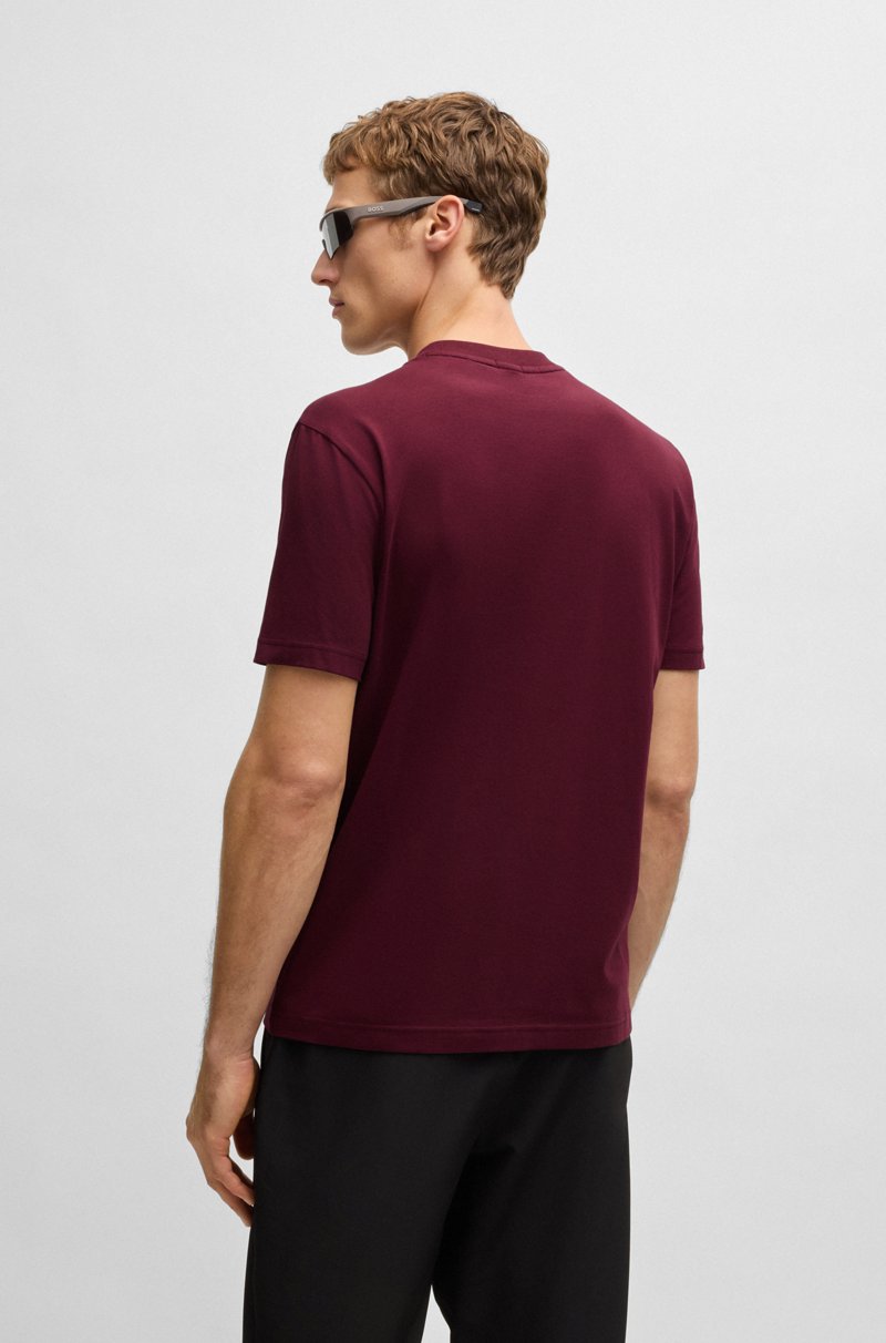 Hugo Boss Camiseta Regular Fit De Algodón Elástico Con Logo En Contraste