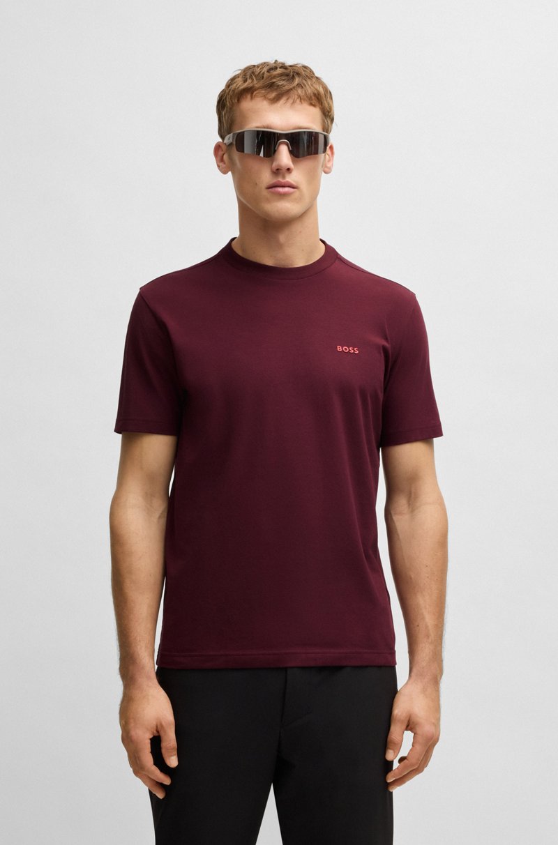 Hugo Boss Camiseta regular fit de algodón elástico con logo en contraste
