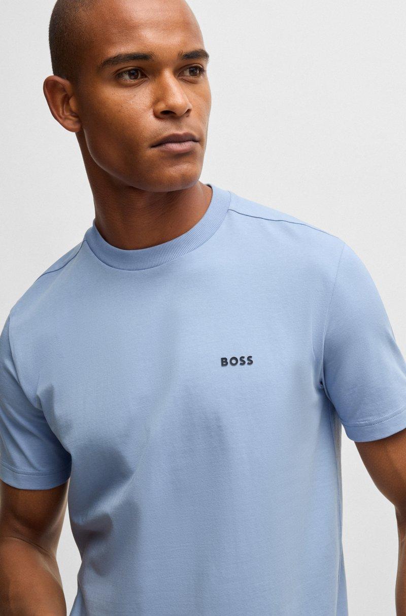 Hugo Boss Camiseta Regular Fit De Algodón Elástico Con Logo En Contraste