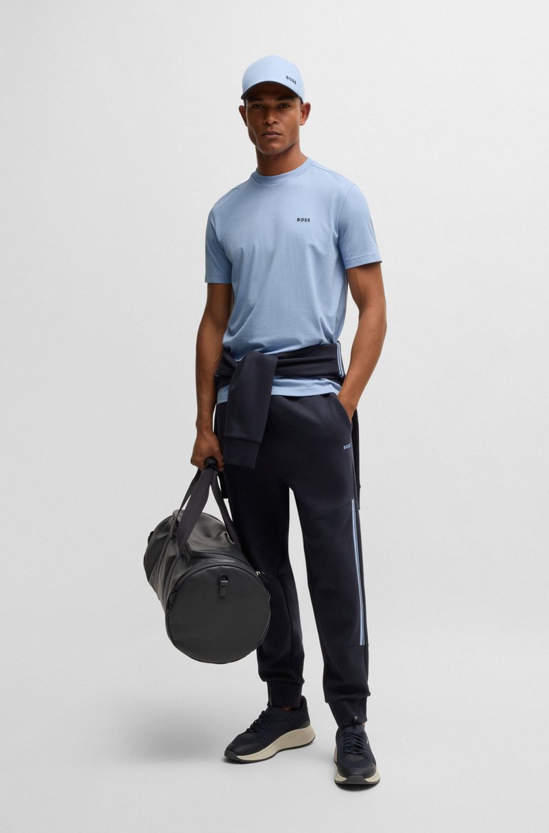 Hugo Boss Camiseta Regular Fit De Algodón Elástico Con Logo En Contraste