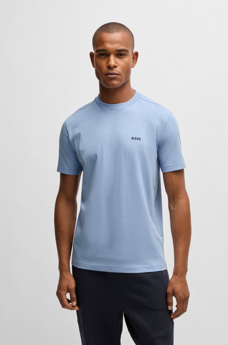 Hugo Boss Camiseta Regular Fit De Algodón Elástico Con Logo En Contraste