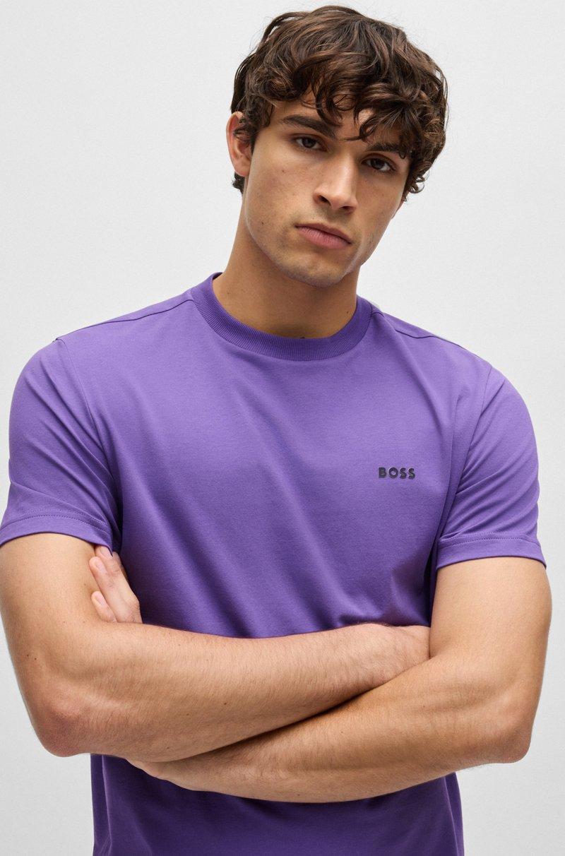 Hugo Boss Camiseta Regular Fit De Algodón Elástico Con Logo En Contraste