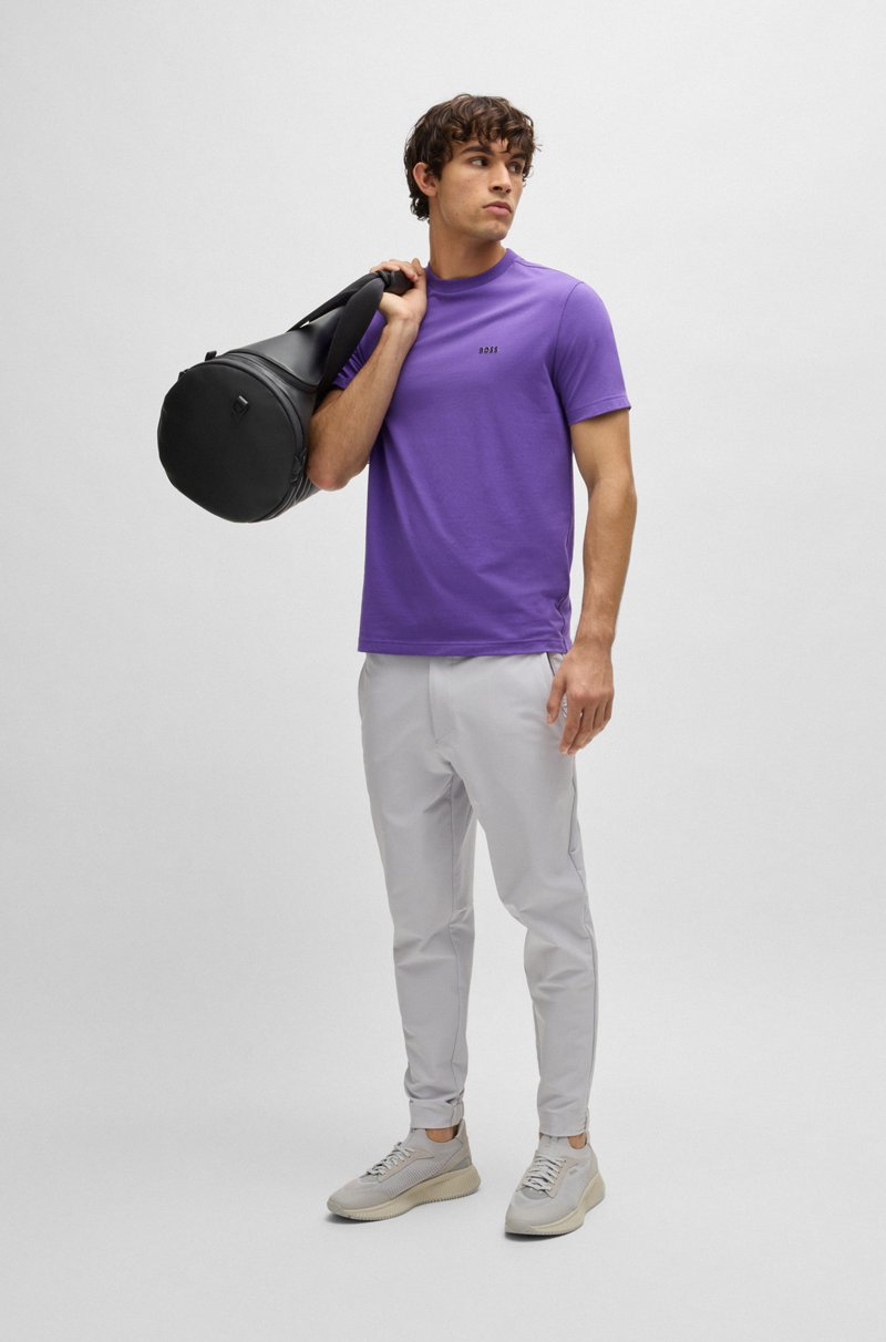 Hugo Boss Camiseta Regular Fit De Algodón Elástico Con Logo En Contraste