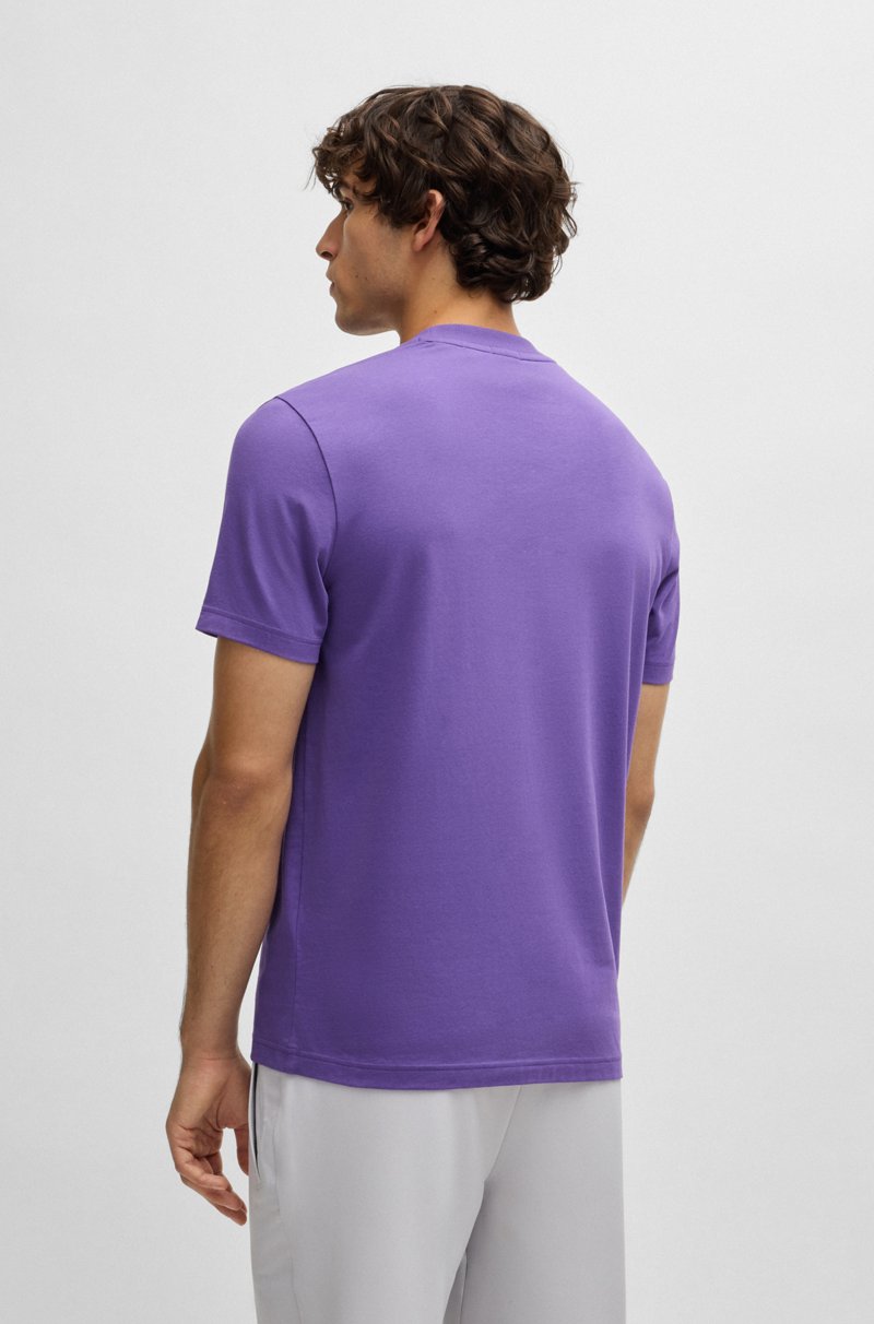 Hugo Boss Camiseta Regular Fit De Algodón Elástico Con Logo En Contraste