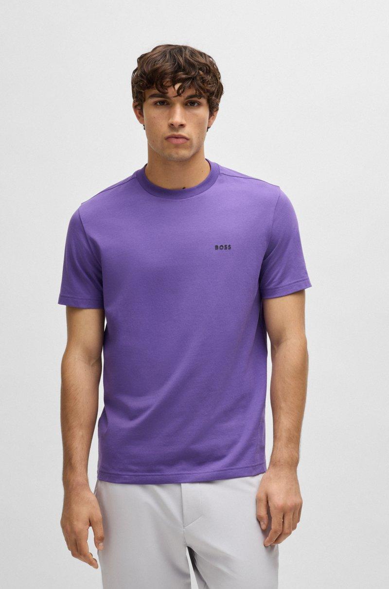 Hugo Boss Camiseta regular fit de algodón elástico con logo en contraste